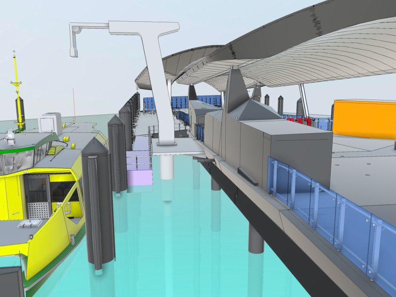 A planned electric charging station at Barangaroo wharf. Illustration: NSW government